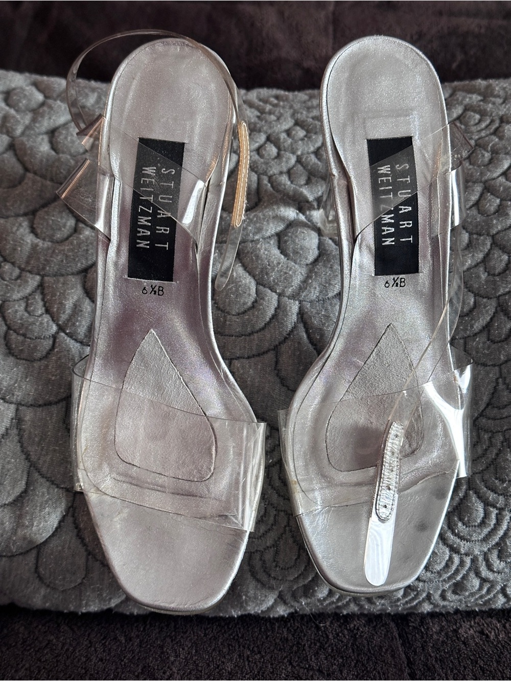 ๐ค ๐ฉถ Stuart Weitzman Vintage Y2K Clear Lucite Platform Sandals Heels 6.5B Spain - Picture 3 of 9